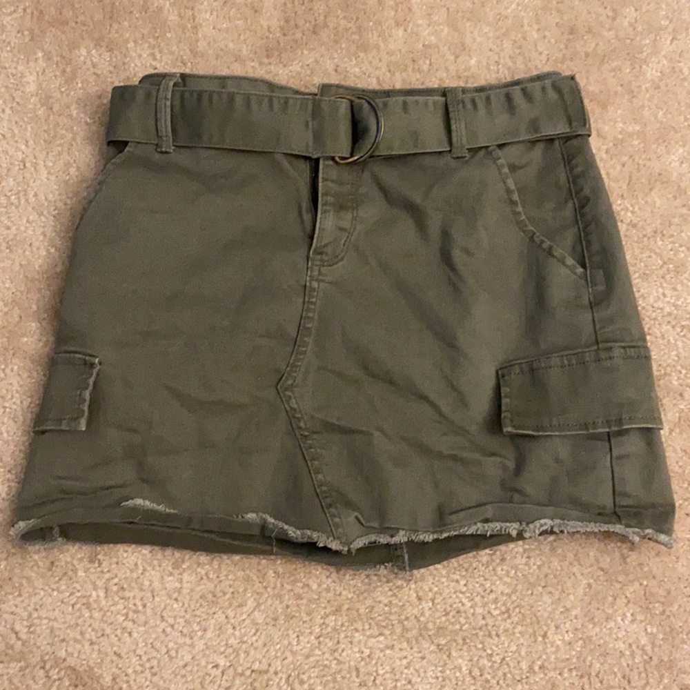 green skirt with belt